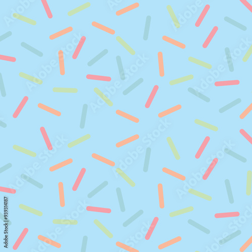 A dynamic pattern with a sky blue backdrop featuring irregular multicolored short lines. Suitable for mobile, tablet, web, and all types of graphic and print design projects.