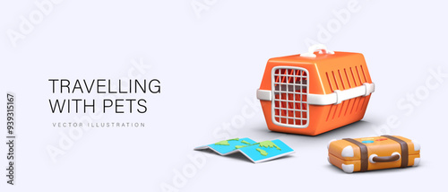 Choosing tour for traveling with pet. Accessories for safe and comfortable transportation