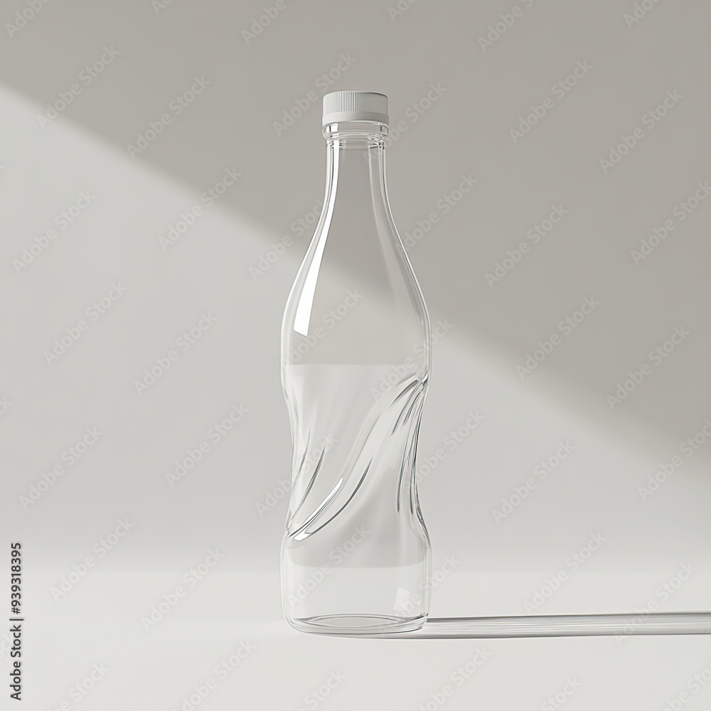 Empty glass bottle with a white cap on a white background. Empty glass bottle with a white cap on a white background.
