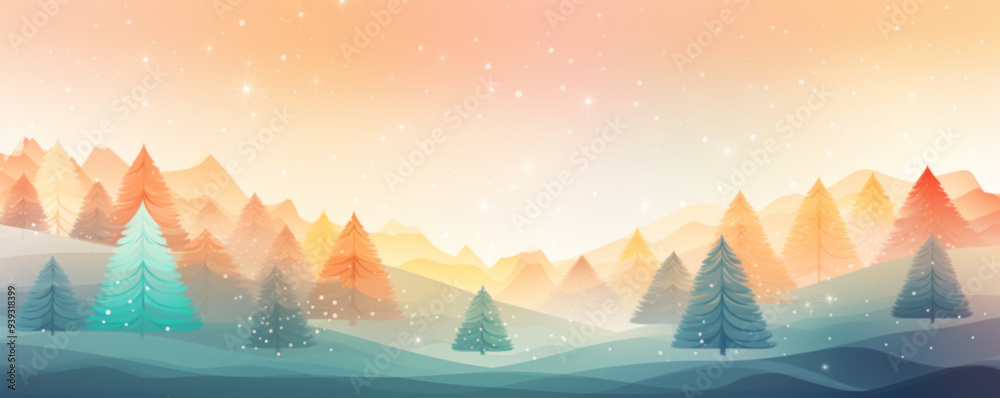 Fototapeta premium Winter Wonderland with Snowflakes and Trees