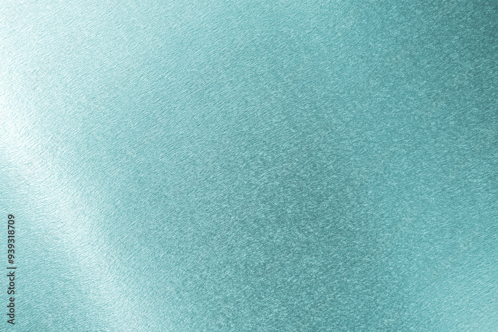 Naklejka premium Teal green background foil leaf metallic turquoise blue texture shiny gradient wrapping paper solid color wallpaper with smooth line for design decoration element