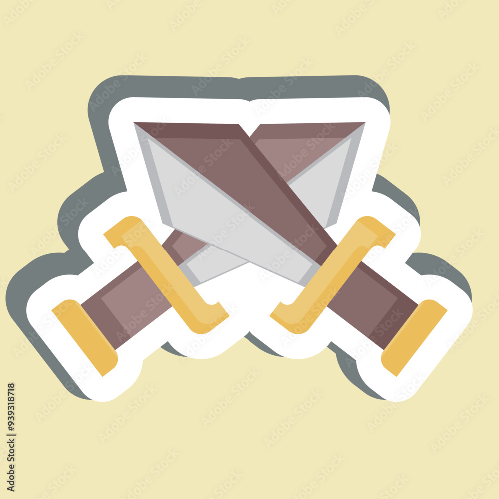 Sticker Sword. related to War Military symbol. simple illustration Sticker Sword. related to War Military symbol. simple illustration