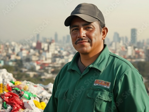Hardworking Waste Collector in the City