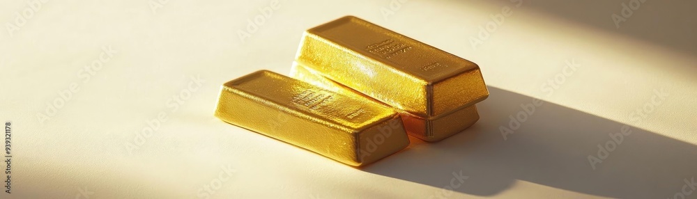 Shiny gold bars resting elegantly on a light surface, symbolizing wealth, prosperity, and investment opportunities. Shiny gold bars resting elegantly on a light surface, symbolizing wealth, prosperity, and investment opportunities.