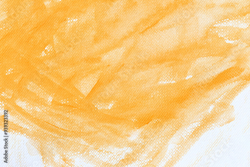 Obraz na płótnie Orange watercolour paint brush on the white art paper background. w salonie