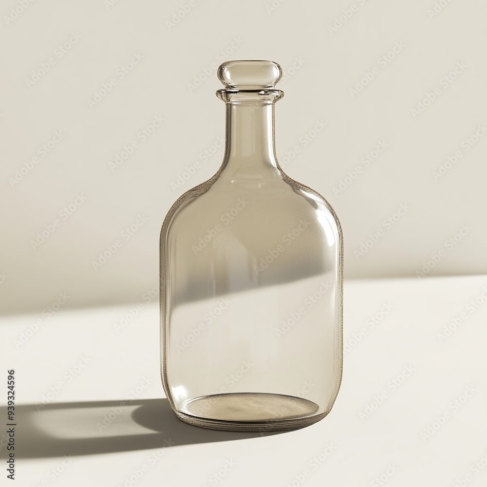 Empty glass bottle with a rounded top on a white background. Empty glass bottle with a rounded top on a white background.