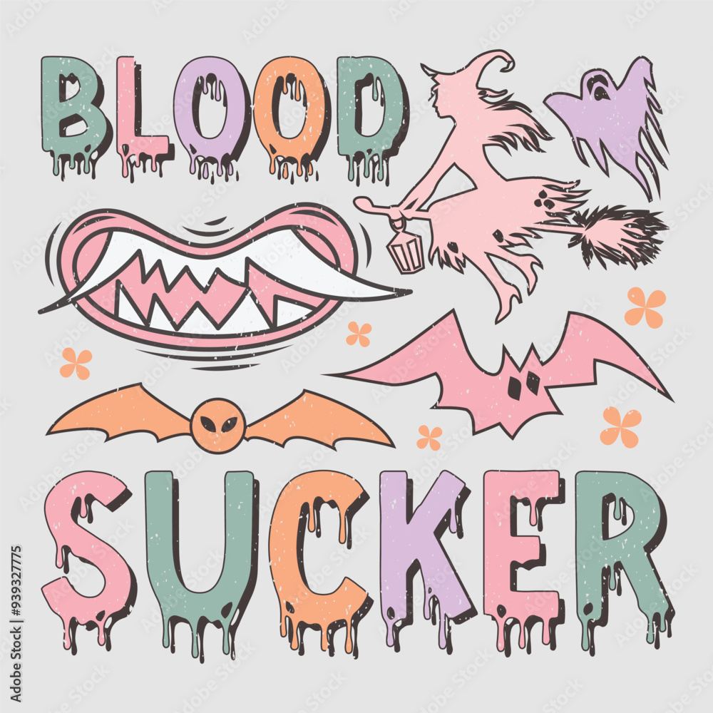 Fototapeta premium Blood Sucker Halloween T-Shirt Sublimation Design Graphic.