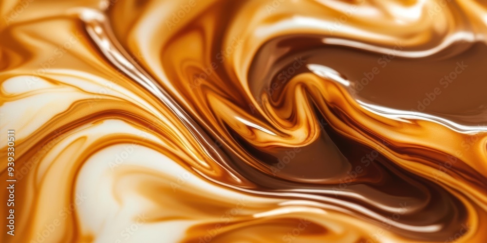 Abstract swirl of brown and white liquid, resembling coffee with milk.