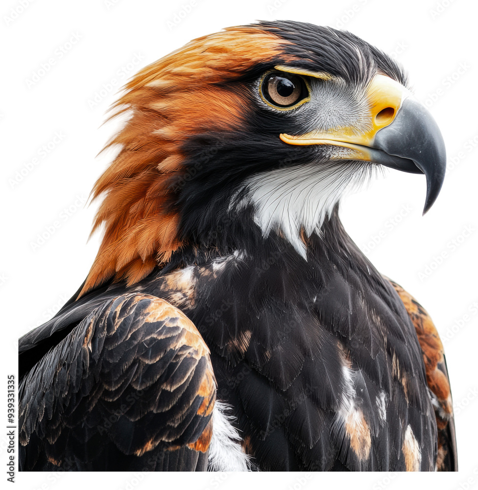 Obraz premium PNG Majestic hawk perched against a white backdrop