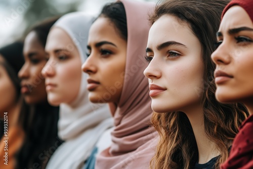 A group of women wearing scarves and head scarves.