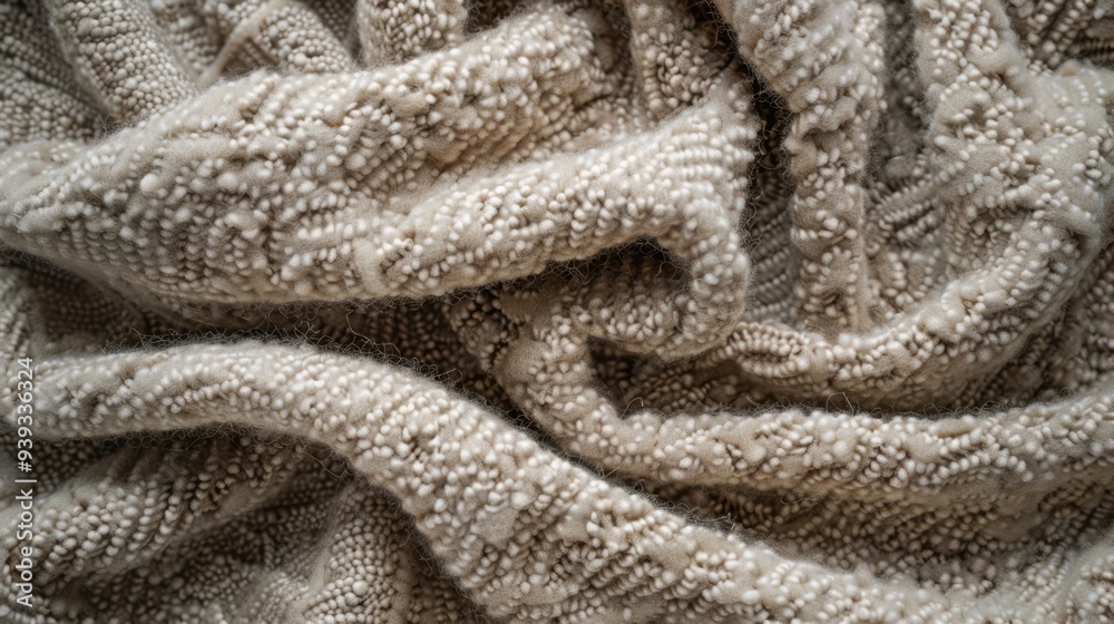 A textured background featuring boucle fabric in a soft, neutral color, with its looped, textured surface A textured background featuring boucle fabric in a soft, neutral color, with its looped, textured surface