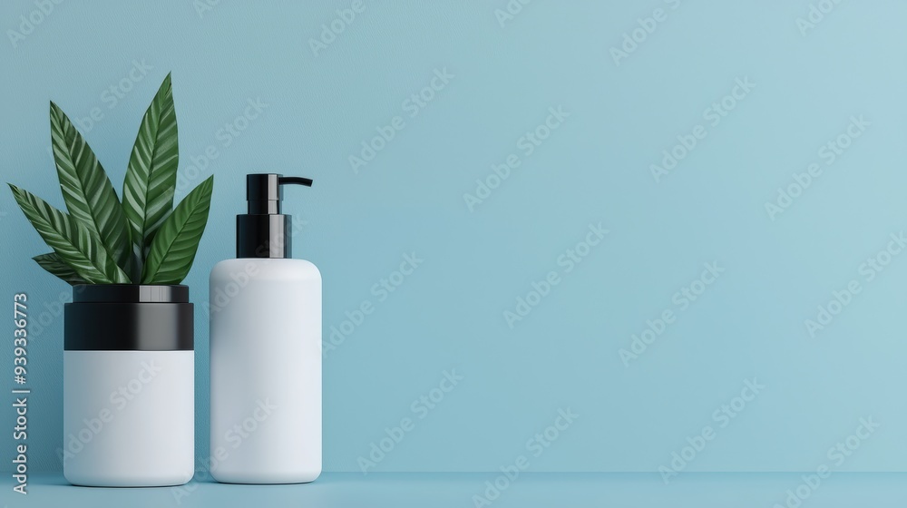 Modern packaging for skincare products, clean and fresh, 3D illustration Modern packaging for skincare products, clean and fresh, 3D illustration