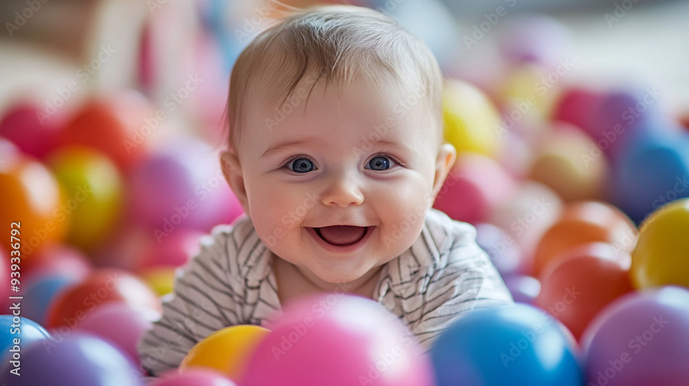 Obraz premium baby child playing with colorful balls