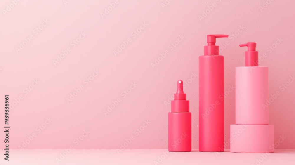 Trendy packaging for beauty products, bold and vibrant, 3D illustration Trendy packaging for beauty products, bold and vibrant, 3D illustration