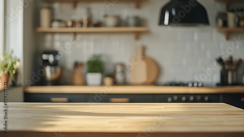 Kitchen Countertop with Blurred Background