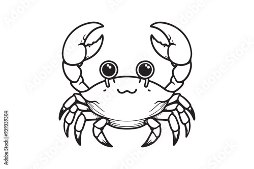 Summer Crab on white background For kids coloring book photo