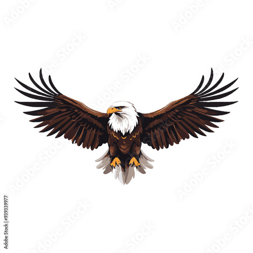 A majestic eagle soars with outstretched wings, embodying strength and freedom, its keen eyes focused, symbolizing vision and power in every flight.