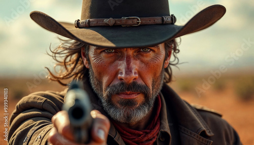portrait of a wild west gunslinger
