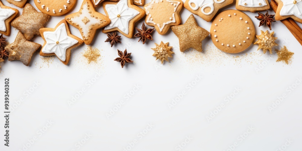 Christmas Gingerbread Cookies on White Background Christmas Gingerbread Cookies on White Background