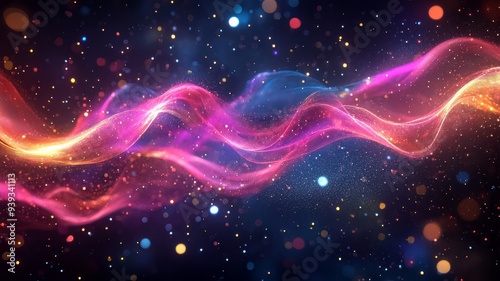 Dynamic Neon Waves Flowing Through Space: Abstract 3D Render