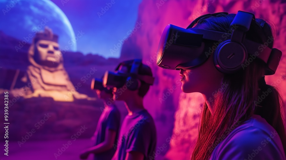 Kids are grinning while donning virtual reality goggles.