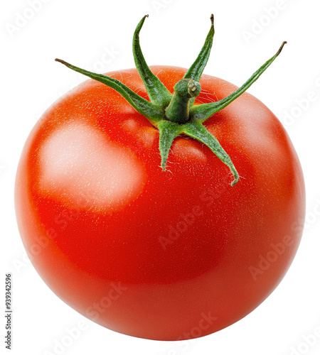 PNG Fresh red tomato with vibrant green stem details photo