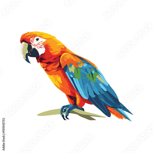 A vibrant parrot with lush feathers, perched gracefully on a branch, showcasing a mix of bright greens, blues, and reds, exuding tropical energy and life.


