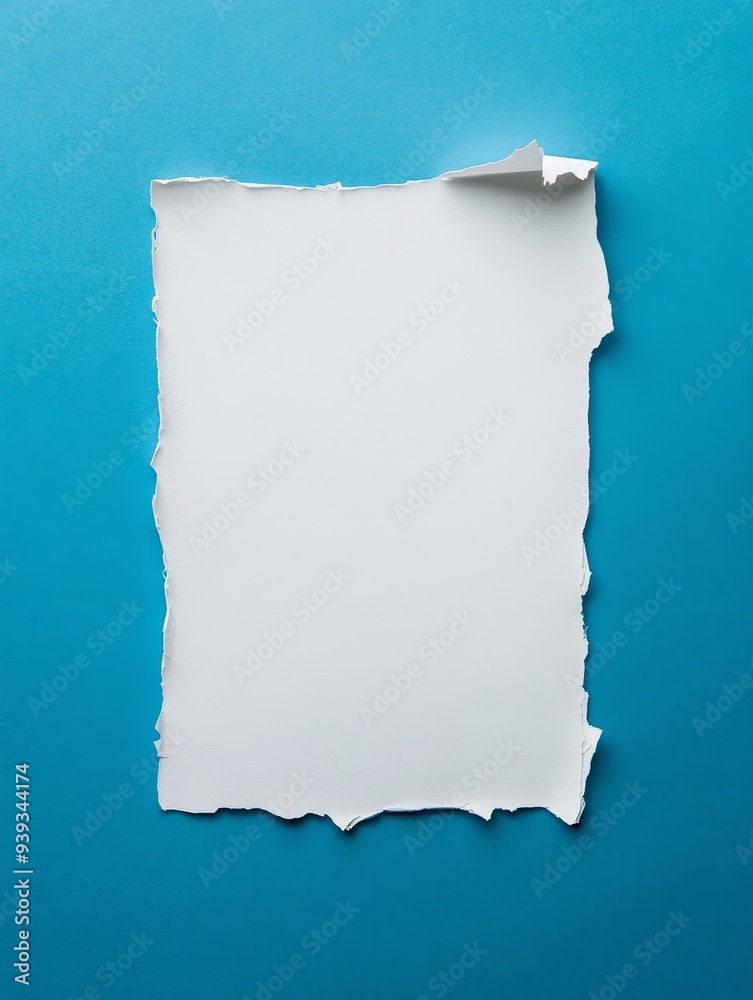 A torn piece of paper with a blue background A torn piece of paper with a blue background