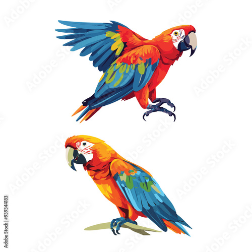 A vibrant parrot with lush feathers, perched gracefully on a branch, showcasing a mix of bright greens, blues, and reds, exuding tropical energy and life.