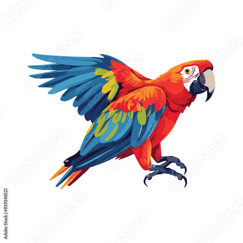 A vibrant parrot with lush feathers, perched gracefully on a branch, showcasing a mix of bright greens, blues, and reds, exuding tropical energy and life.