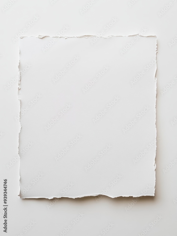 A white paper with a torn edge and a white background A white paper with a torn edge and a white background