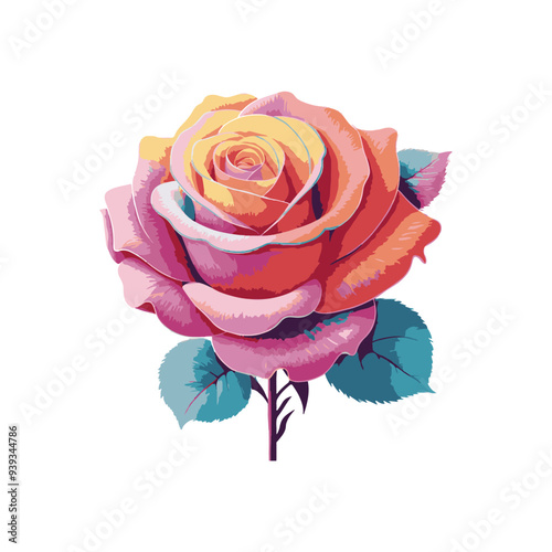 A delicate rose silhouette with smooth, flowing lines captures the elegance of a fully bloomed flower, featuring intricate petals and a slender stem.