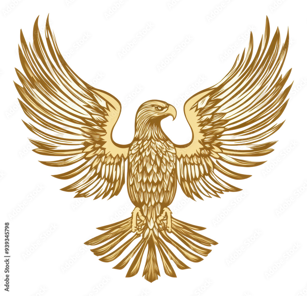 Obraz premium PNG Golden eagle illustration with wings spread