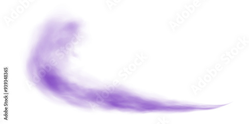 Purple fog or smoke. Purple smog clouds on floor. Cigarette smoke. Morning fog over land or water surface. Magic haze. Cloud, smoke, fog. PNG.