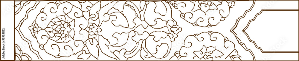 vector sketch, silhouette illustration, traditional ethnic floral mandala decoration drawing design