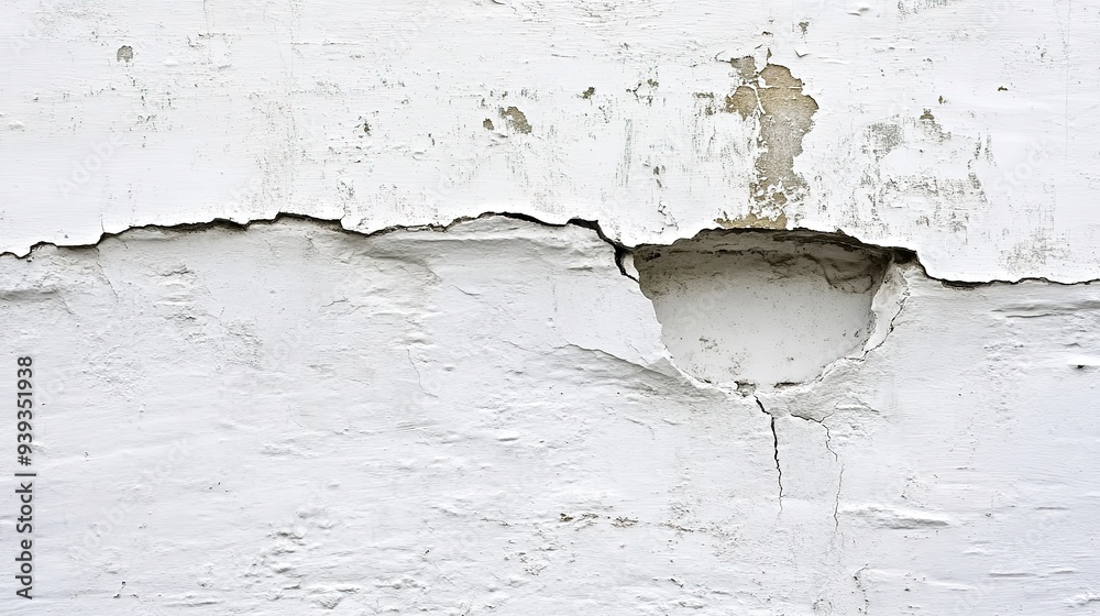 Obraz premium Broken hole white wall texture background fracture