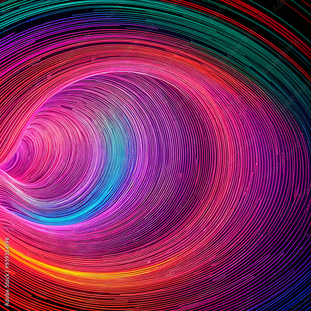 Fototapeta premium Abstract neon swirl with vibrant circular patterns