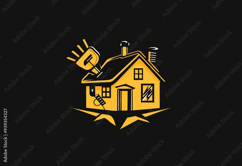 Home with bulb Electricity logo Home with bulb Electricity logo