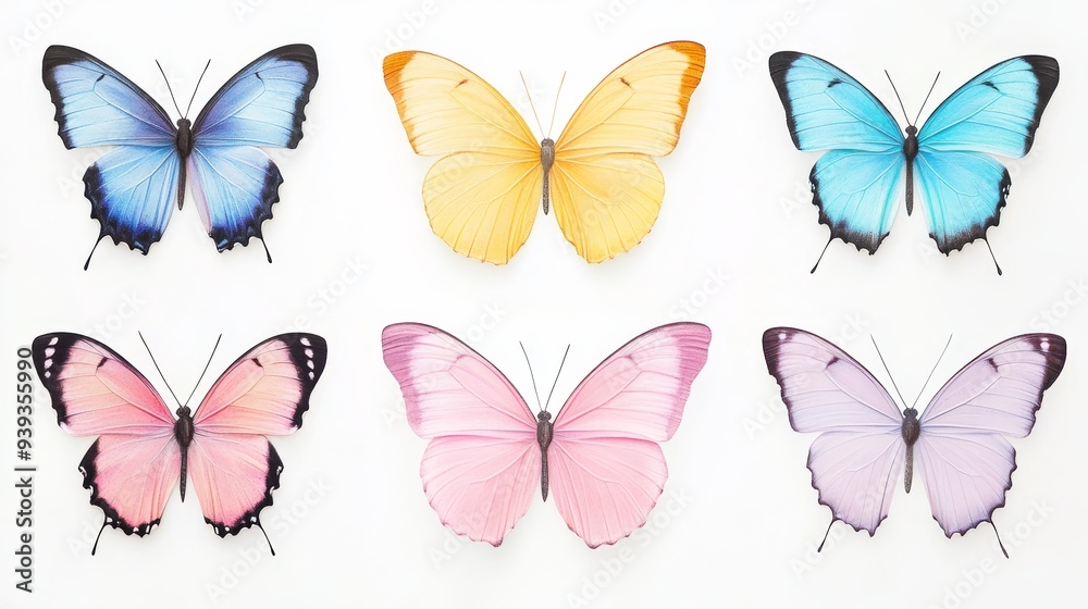 Enchanting Pastel Butterflies Showcasing Intricate Details and Soft Color Palettes Enchanting Pastel Butterflies Showcasing Intricate Details and Soft Color Palettes