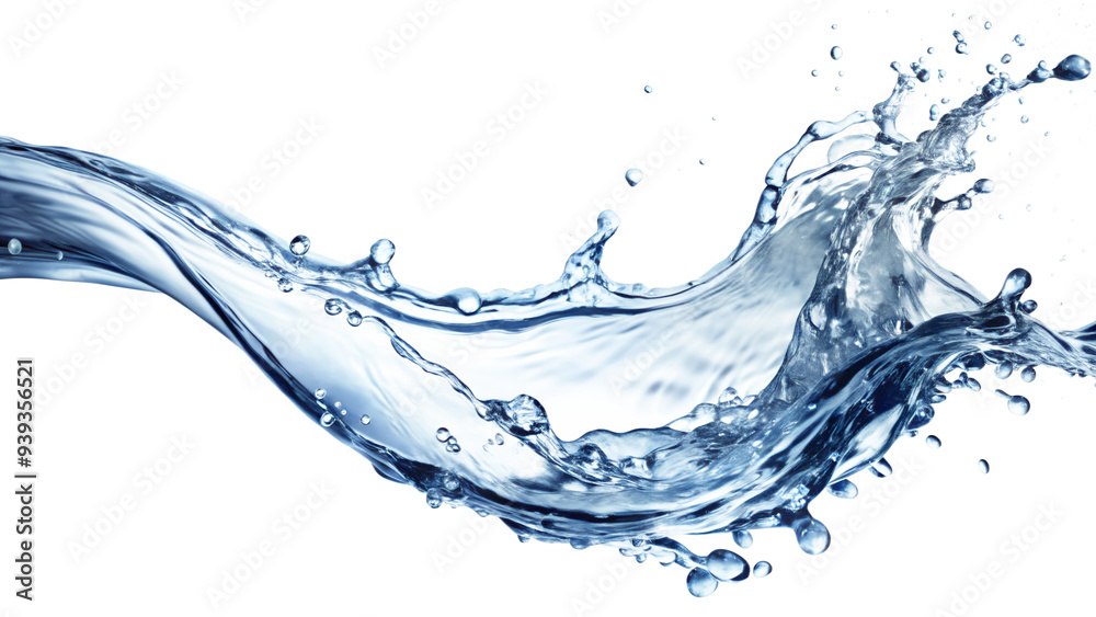 Flowing water splash isolated on white background