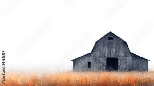 Watercolor Painting of an Old Barn in a Field. Perfect for Farmhouse Decor!