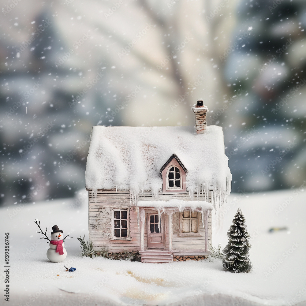 Naklejka premium Small concept home diorama/ Real Estate 