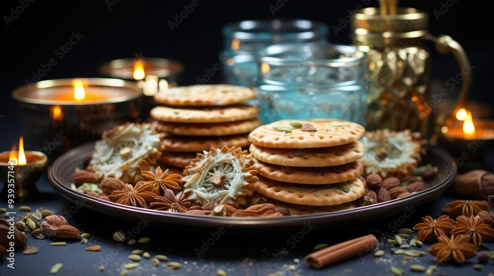 Eid El Fitr Congratulation, Muslim Lesser Holiday Traditional Cookies Eid El Fitr Congratulation, Muslim Lesser Holiday Traditional Cookies