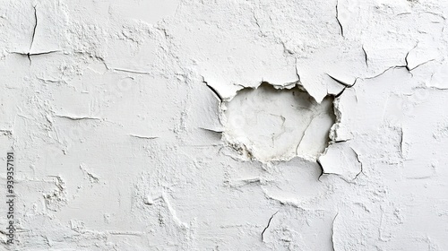Broken hole white wall texture background fracture