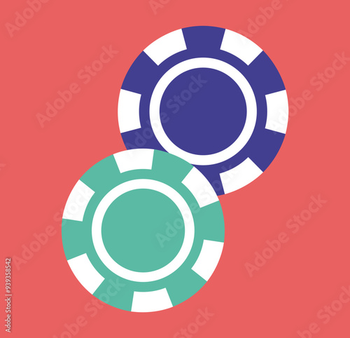 Casino simple flat style chips concept. Vector graphic design illustration element 
