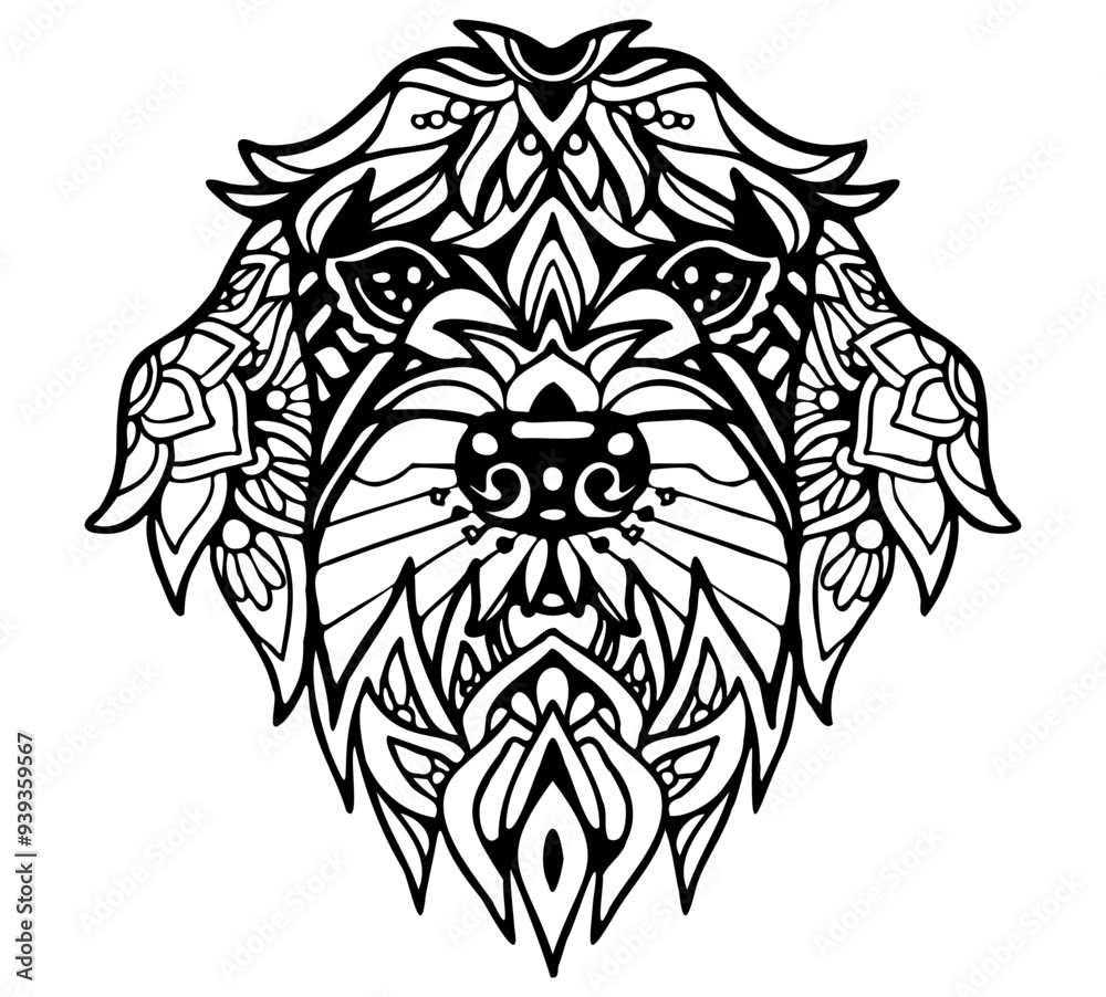 Obraz premium Wirehaired Pointing Griffon Mandala Tattoo 