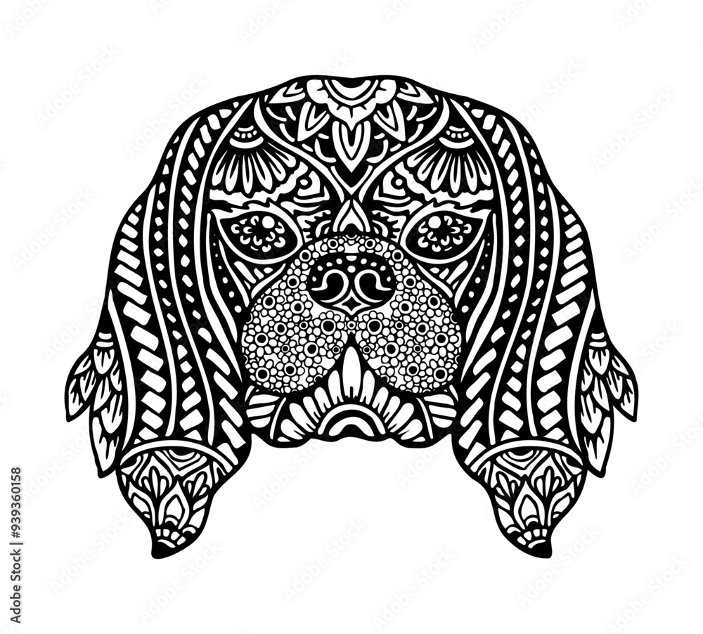 Fototapeta premium Cavalier King Charles Spaniel Mandala Tattoo