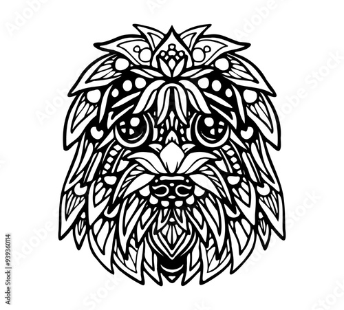 Obraz na plátně Dandle Dinmont Terrier Mandala Tattoo