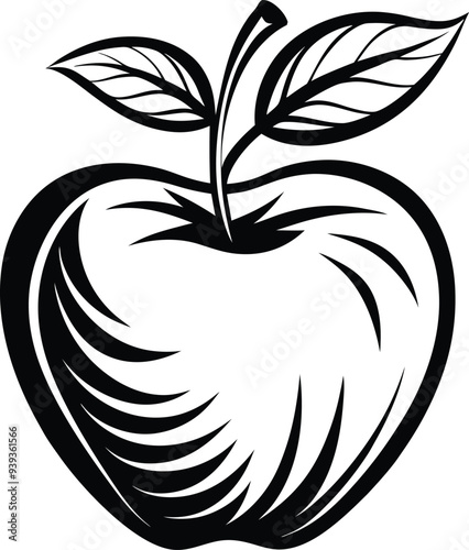 apple fruit silhouette illustration black and white