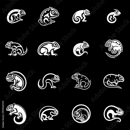 Set of Chameleon Logo Design Vector